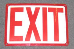 Sign-Exit, plastic, red/white, 14"w x 10"t, stock number S-0672