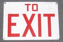 Sign-To Exit, metal, red/wht, 14"w x 10"t, stock number S-0674