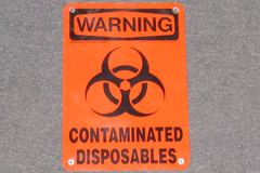 Sign-Warning Contaminated Disposables w/ contamination symbol, stock number S-0738