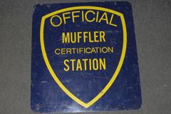 Sign-Official Muffler Certification Station, metal, period, gold/dark, stock number S-0767
