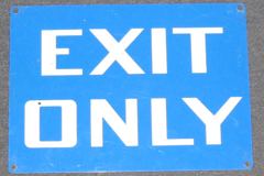 Sign-Exit Only, metal, wht/blue, 14"w x 10"t, stock number S-0781