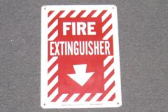 Sign-Fire Extinguisher, metal, red/white, w/ white border, 10"w x 14"t, stock number S-0834a