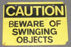 Sign-Caution Beware Of Swinging Objects, stock number S-0859