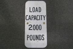 Sign-Load Capacity 2000 Pounds, metal, blk/wht, 8"w x 18"t, stock number S-0871