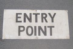 Sign-Entry Point, wht/blk, metal, blk/wht, 26"w x 12"t, stock number S-0907