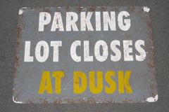 Sign-Parking Lot Closes At Dusk, grey/white/yellow, plastic, 24"w x, stock number S-0936