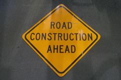 Sign-Road Construction Ahead, blk/orange, metal, 49"w x 49"t (36"x36", stock number S-0947
