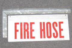 Sign-Fire Hose, 2-sided, wall mount, metal, red/wht, stock number S-0954