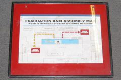 Sign-framed map-Evacuation And Assembly Map In Case Of Emergency Exit, stock number S-0970