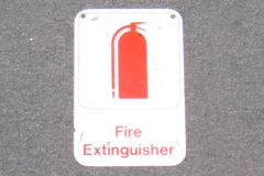 Sign-Fire Extinguisher w/ picture of fire extinguisher, plastic, stock number S-0979