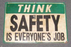 Sign-Think Safety Is Everyone's Job, plastic, grn/blk/wht, 20"w x 14"t, stock number S-0985