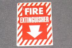 Sign-Fire Extinguisher V, 2-sided, wallmount, plastic, red/white, 9"w, stock number S-0995