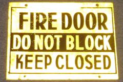 Sign-Fire Door Do Not Block Keep Closed, metal, blk/yellow, 14"w x, stock number S-1004