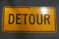 Sign-Detour, metal, black/orange, 30"w x 15"t, stock number S-1067