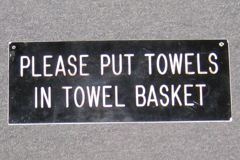Sign-Please Put Towels In Towel Basket, stock number S-1086