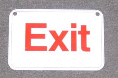 Sign-Exit - 9" x 6", red/solid white, plastic, stock number S-1127