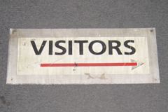 Sign-Visitors, metal, red/blk/wht, 24"w x 10"t, stock number S-1149