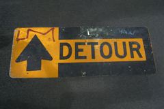 Sign- <Detour, black/orange, metal, 36' x 12", stock number S-1164