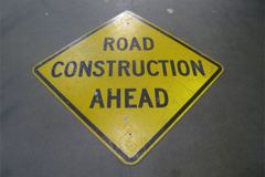 Sign-Road Construction Ahead, metal, blk/yellow, 65"w x 65"t (48"x48", stock number S-1167