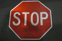 Sign-Stop, metal, white/red, octagonal, 30" x 30", stock number S-1168