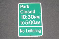 Sign-Park Closed 10:30pm To 5:00am No Loitering, stock number S-1204