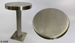 Stool, prison style, stainless steel, on metal post, w/ metal base, stock number S-1270