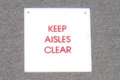 Sign-Keep Aisles Clear - plastic - red/white - 6x6, stock number S-1271