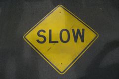 Sign-Slow, ylw/blk, 41"w x 41"t (30"x30" square), stock number S-1274