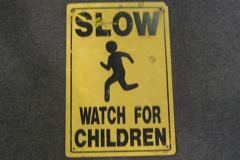 Sign-Slow…Watch For Children, yellow, plastic, 12"w x 18"t, stock number S-1279