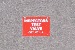 Sign-Inspector's Test Valve, red/wht, 4" w x 3"t, stock number S-1306