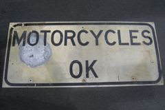Sign-Motorcycles Ok, blk/wht, aged, 54"w x 24"t, stock number S-1323