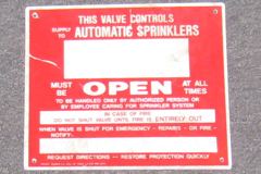 Sign-This Valve Controls Automatic Sprinklers, 8x9, red/wht, stock number S-1333