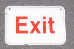 Sign-Exit - 9" x 6", red/opaque white, plastic, stock number S-1369