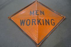 Sign-Men Working, polyurethane reflector material, w/ "X" frame &, stock number S-1375