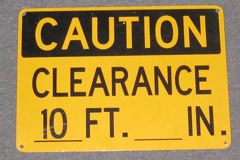 Sign-Caution Clearance_ft_in" 14"w x 10"t, stock number S-1379