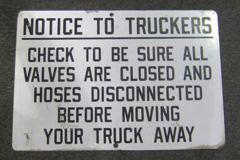 Sign-Notice To Truckers Check To Be Sure All Valves..., wht/blk, stock number S-1391