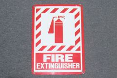 Sign-Fire Extinguisher, red/wht 14"x10" plastic, stock number S-1421