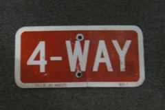 Sign-4 Way, 12"w x 6"t, red/wht, stock number S-1450