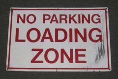 Sign-No Parking Loading Zone, 18"w x 12"t red/wht, stock number S-1453