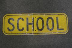Sign-School Sign, yellow/blk 24x8, stock number S-1468