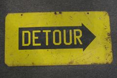 Sign-Detour Left arrow, double sided, yellow/blk 23"w x 12"t, stock number S-1471