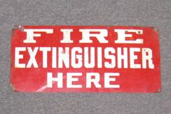 Sign-Fire Extinguisher Here, red w/wht 14"w x 6"t, stock number S-1484