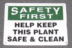Sign-Safety First Help Keep This Plant Safe & Clean, wht/green/blk, stock number S-1503