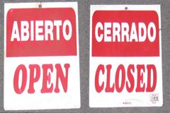 Sign-Abierto/Open - Closed/ Cerrado, stock number S-1578