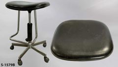 Stool w/ footrest, no back, 18"wx17"d black seat, metal frame, stock number S-1579b