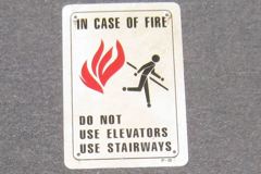 Sign-In Case of Fire Do Not Use Elevator Or Stairs, wht/blk/red 7"x10", stock number S-1593