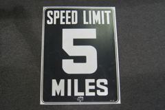 Sign-Speed Limit 5 Miles, white on black, 18"w x 24"t, stock number S-1597