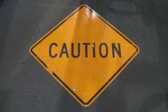 Sign-Caution, orange/blk, metal, 49"w x 49"t (36"x36" square), stock number S-1617