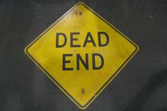 Sign-Dead End, metal, ylw/blk, 41"w x 41"t (30"x30" square), stock number S-1620