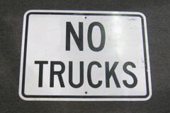 Sign-No Trucks, blk/wht 18x24 metal, stock number S-1628
